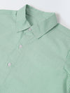 Cotton Green/White Stripe Shirt For Boys