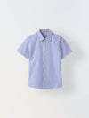 Cotton Blue/White Stripe Shirt For Boys