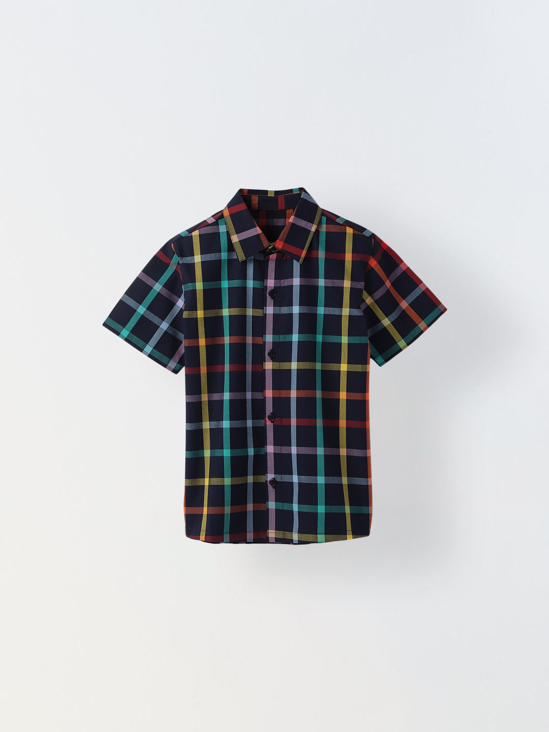 Multicolour Checks Cotton Collar Neck Shirt For  Boys
