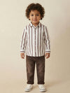 Boys White Viscose Full Sleeve Stripe Shirt