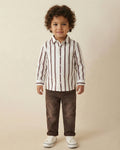 Boys White Viscose Full Sleeve Stripe Shirt