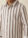 Boys White Viscose Full Sleeve Stripe Shirt
