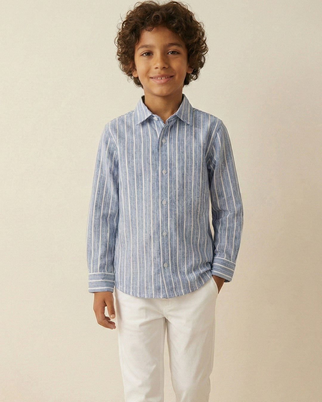 Boys Blue Rayon Full Sleeve Stripe Shirt