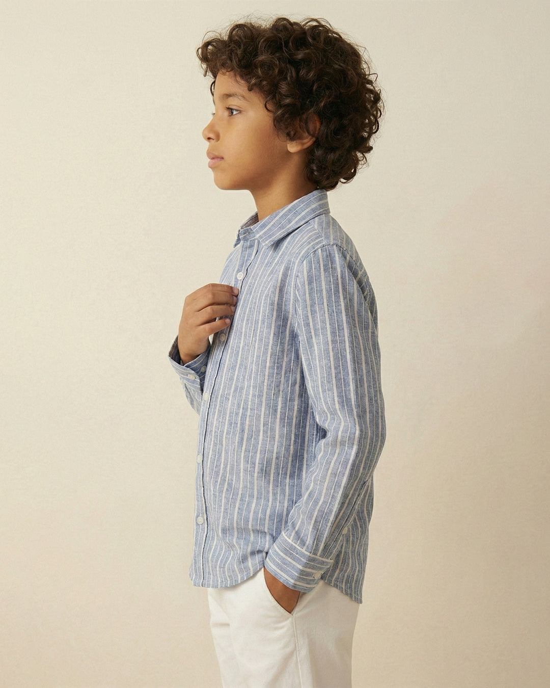 Boys Blue Rayon Full Sleeve Stripe Shirt