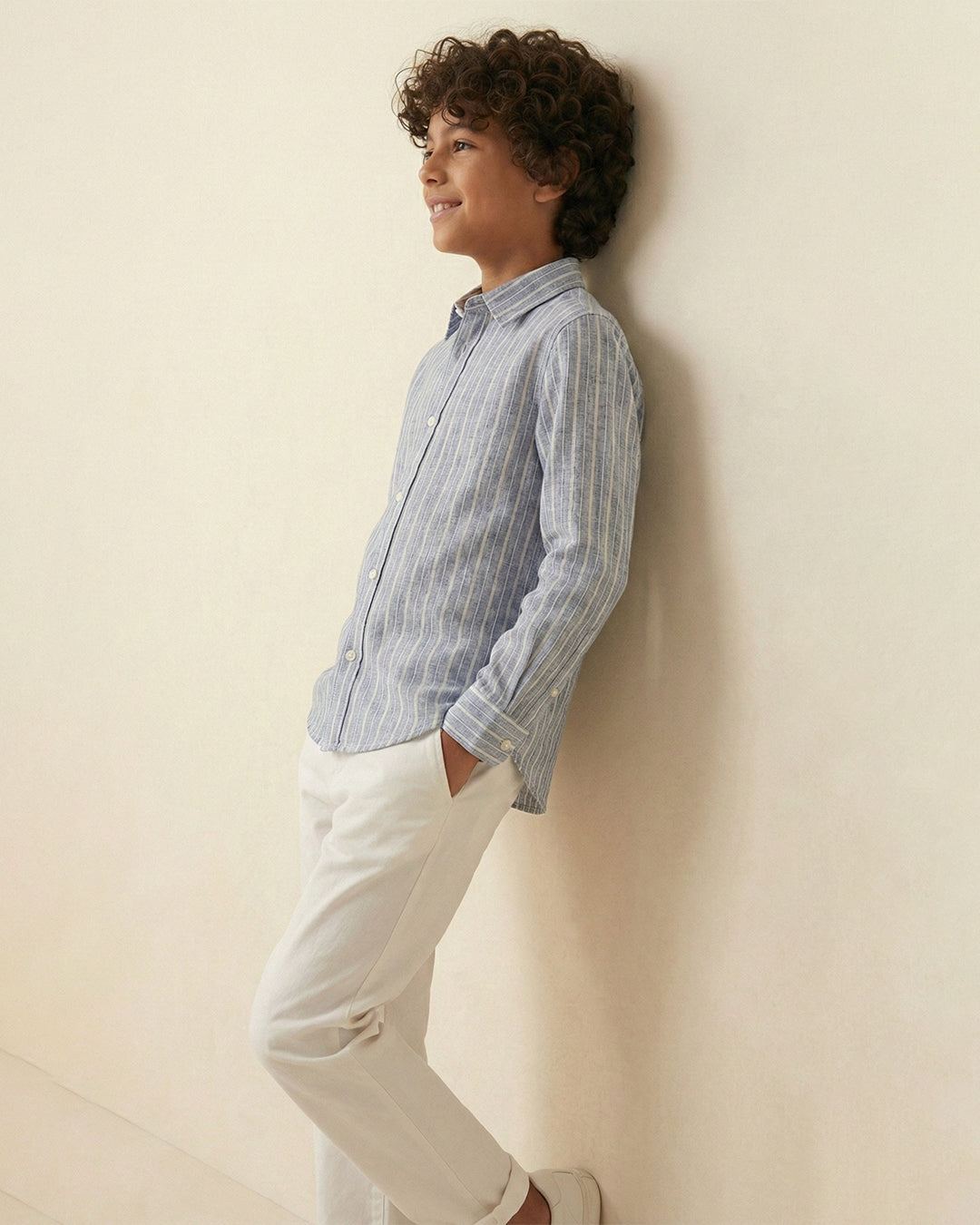 Boys Blue Rayon Full Sleeve Stripe Shirt
