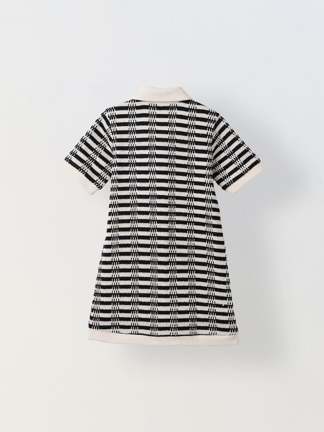 Spunkies Black Girls Crochet Striped Spread Collar Short Sleeves Shirt Dress