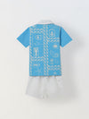 Spunkies Boys Graphic Print Resort Collar Short Sleeves Shirt and Shorts Set