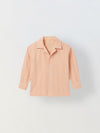 Spunkies Peach Boys Textured Cuban Collar Long Sleeves Shirt