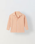 Spunkies Peach Boys Textured Cuban Collar Long Sleeves Shirt