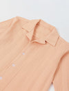 Spunkies Peach Boys Textured Cuban Collar Long Sleeves Shirt