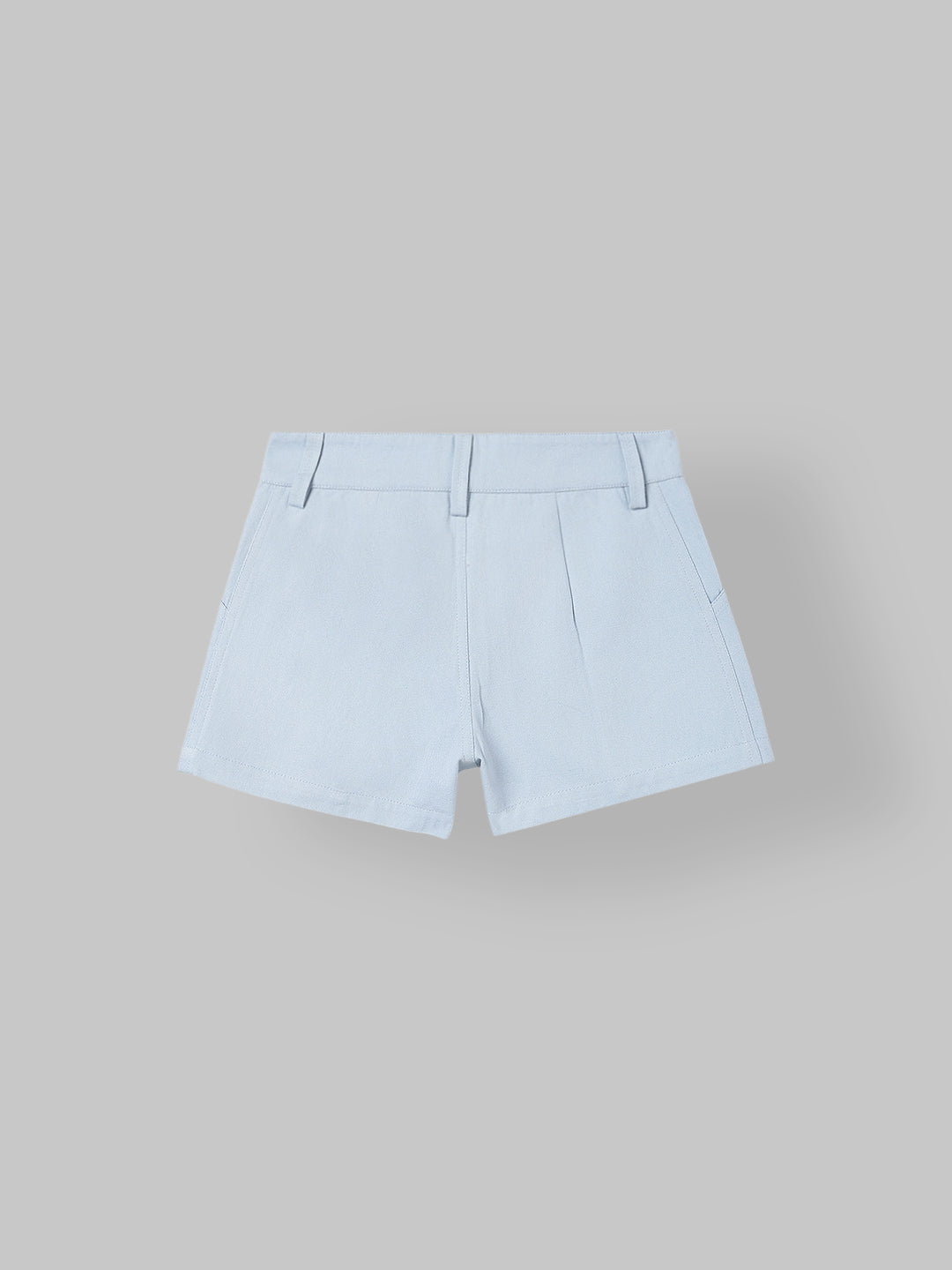 Spunkies Girls Blue Solid Button and Zip Shorts