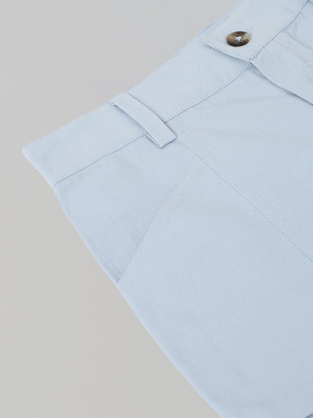 Spunkies Girls Blue Solid Button and Zip Shorts