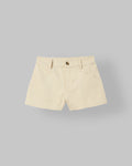 Spunkies Girls Beige Solid Button and Zip Shorts