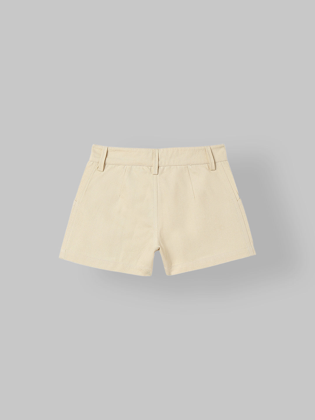 Spunkies Girls Beige Solid Button and Zip Shorts