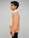 Boys Orange  Collar Neck Printed Sweatshirt