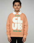 Boys Orange  Collar Neck Printed Sweatshirt