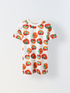 White Overall Strawberry Printed T-Shirt