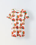 White Overall Strawberry Printed T-Shirt