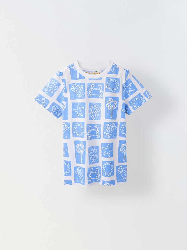 White Overall Printed Half Sleeve T-shirt