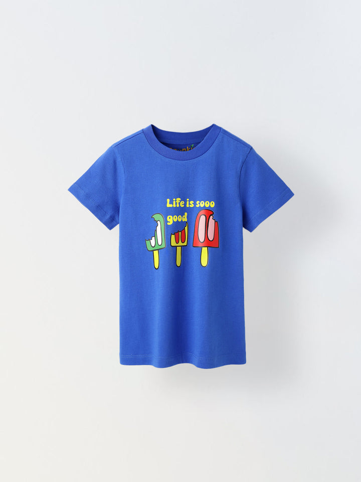 Blue Printed Half Sleeve T-shirt