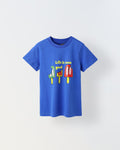 Blue Printed Half Sleeve T-shirt