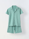 Teal Green Textured Co-Ord Set-Boy