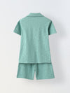 Teal Green Textured Co-Ord Set-Boy