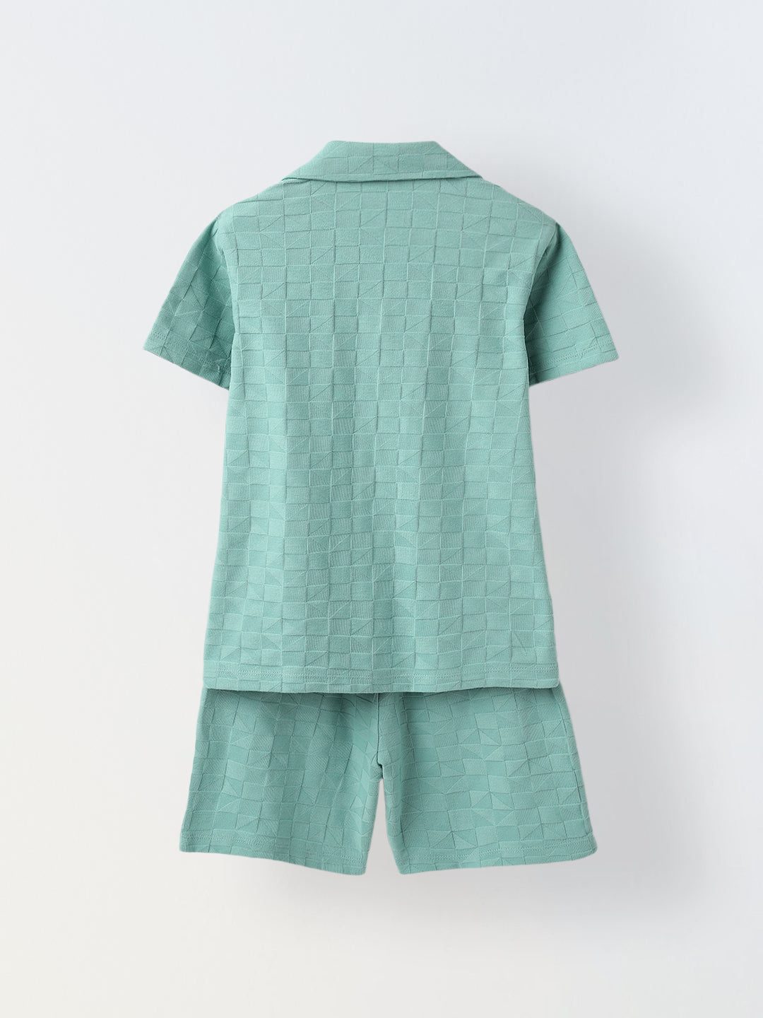 Teal Green Textured Co-Ord Set-Boy