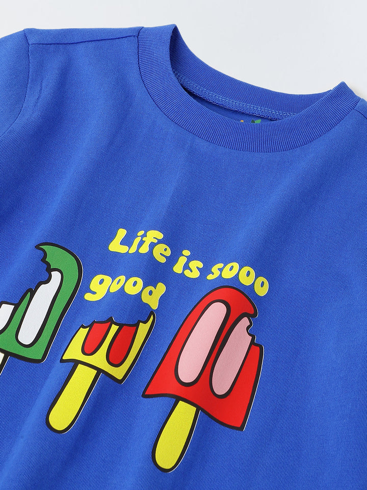 Blue Printed Half Sleeve T-shirt