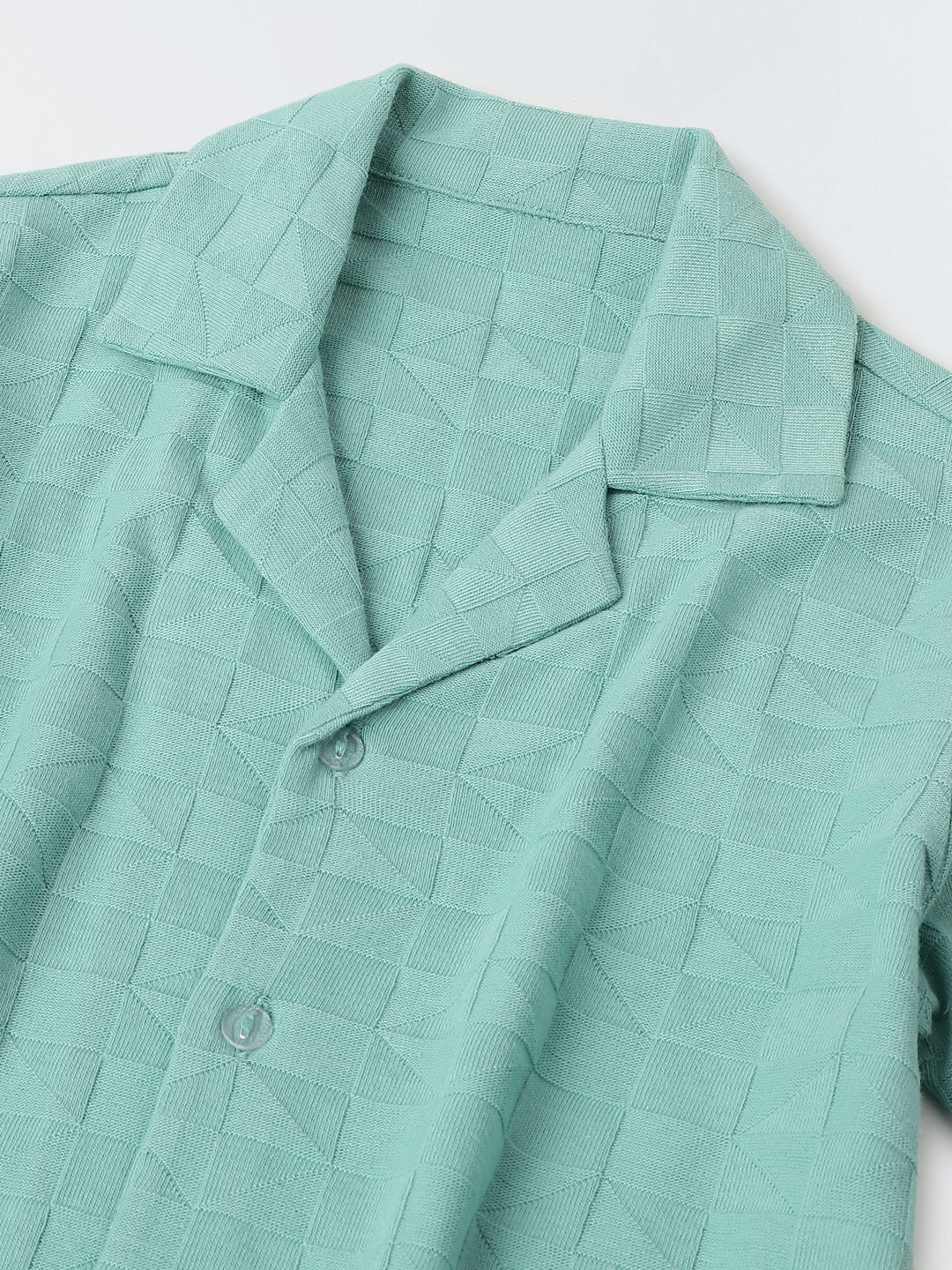 Teal Green Textured Co-Ord Set-Boy