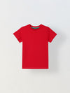 Spunkies Red Boys Solid Crew Neck Short Sleeves T-Shirt