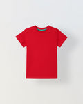 Spunkies Red Boys Solid Crew Neck Short Sleeves T-Shirt