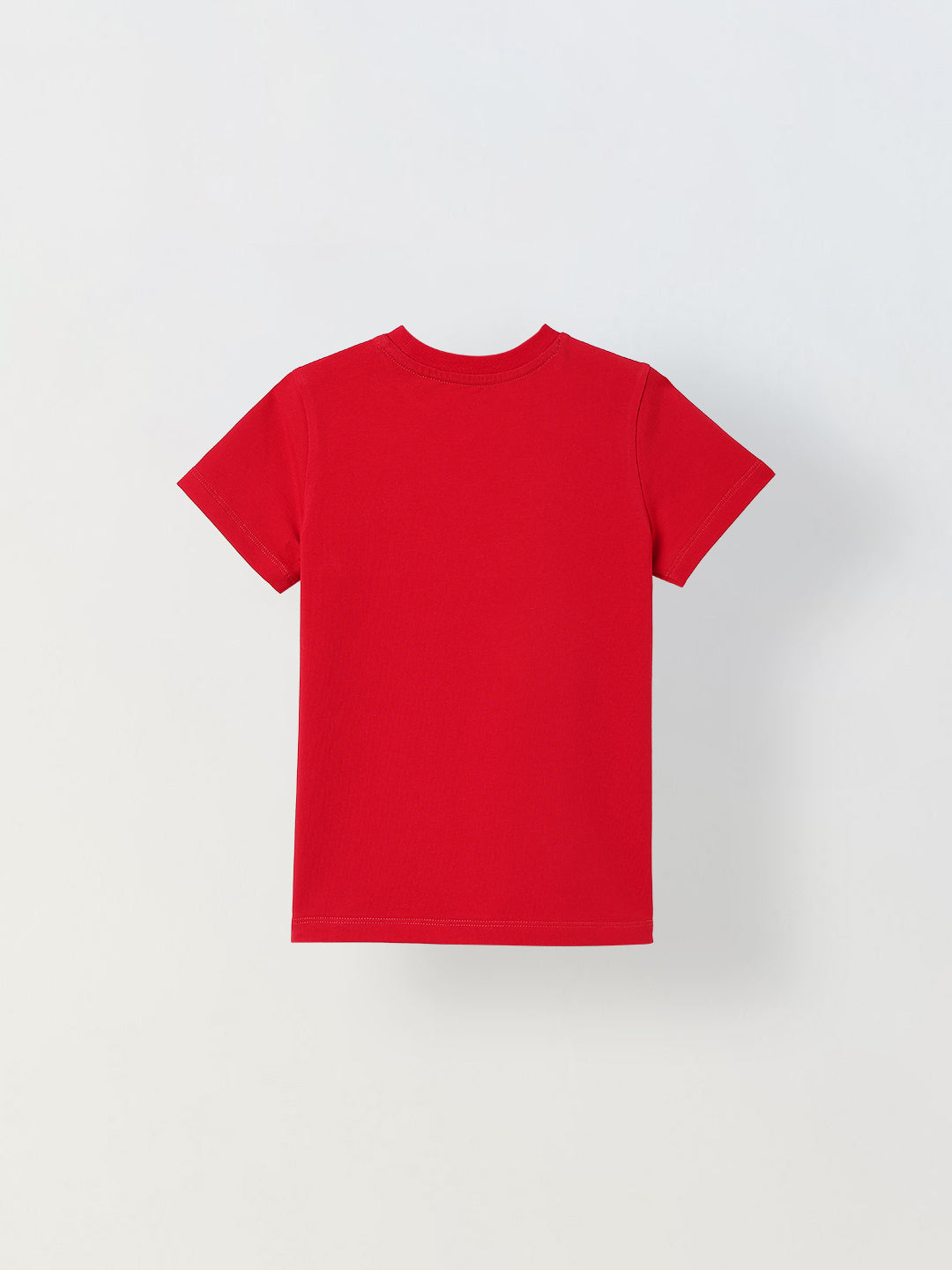 Spunkies Red Boys Solid Crew Neck Short Sleeves T-Shirt
