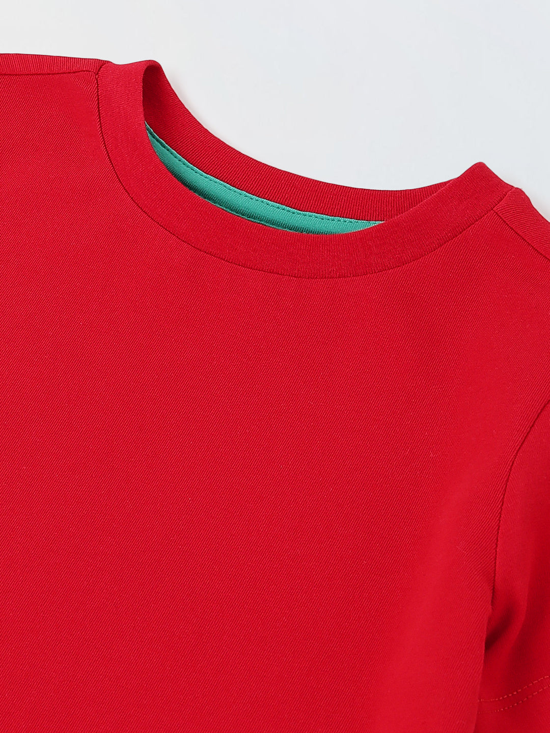 Spunkies Red Boys Solid Crew Neck Short Sleeves T-Shirt