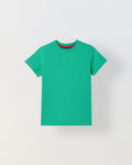 Spunkies Green Boys Solid Crew Neck Short Sleeves T-Shirt
