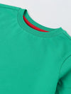 Spunkies Green Boys Solid Crew Neck Short Sleeves T-Shirt