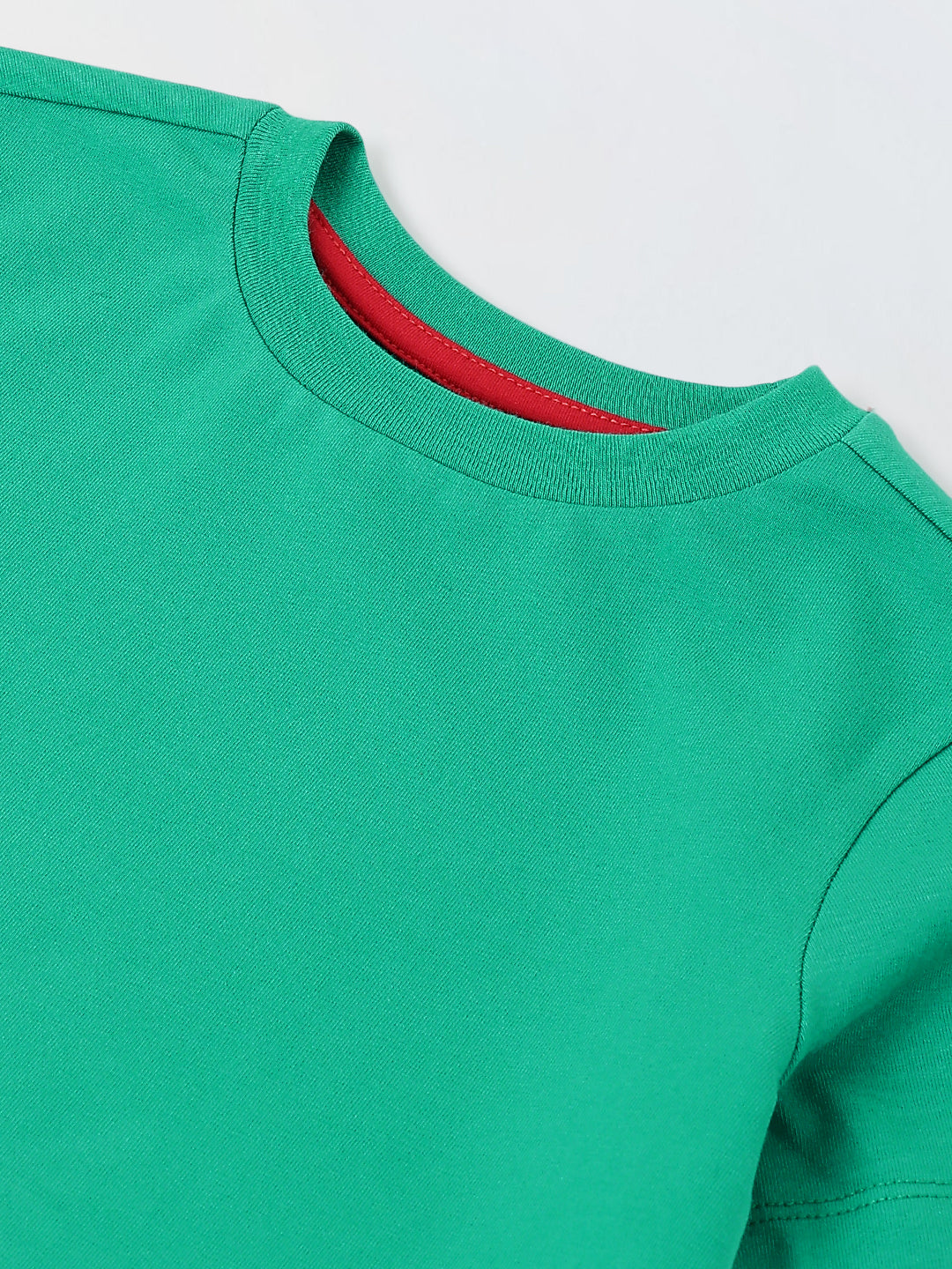 Spunkies Green Boys Solid Crew Neck Short Sleeves T-Shirt