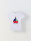 Spunkies White Boys Graphic Print Crew Neck Short Sleeves T-Shirt