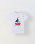 Spunkies White Boys Graphic Print Crew Neck Short Sleeves T-Shirt