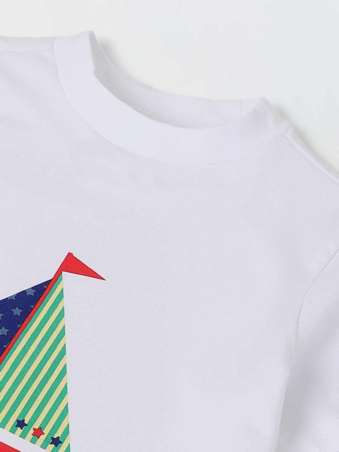 Spunkies White Boys Graphic Print Crew Neck Short Sleeves T-Shirt