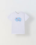 Spunkies White Boys Graphic Print Crew Neck Short Sleeves T-Shirt