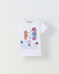 Spunkies White Boys Graphic Print Crew Neck Short Sleeves T-Shirt
