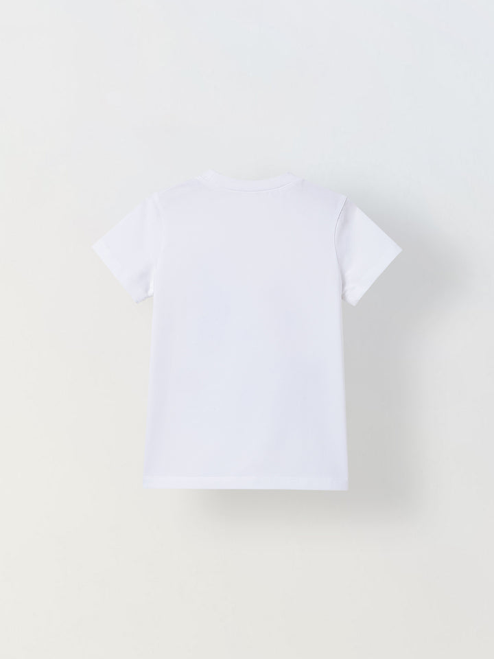 Spunkies White Boys Graphic Print Crew Neck Short Sleeves T-Shirt