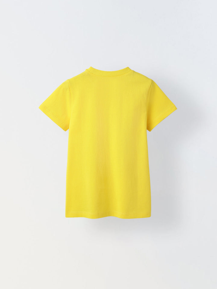 Yellow Printed Round Neck Half Sleeve T-shirt
