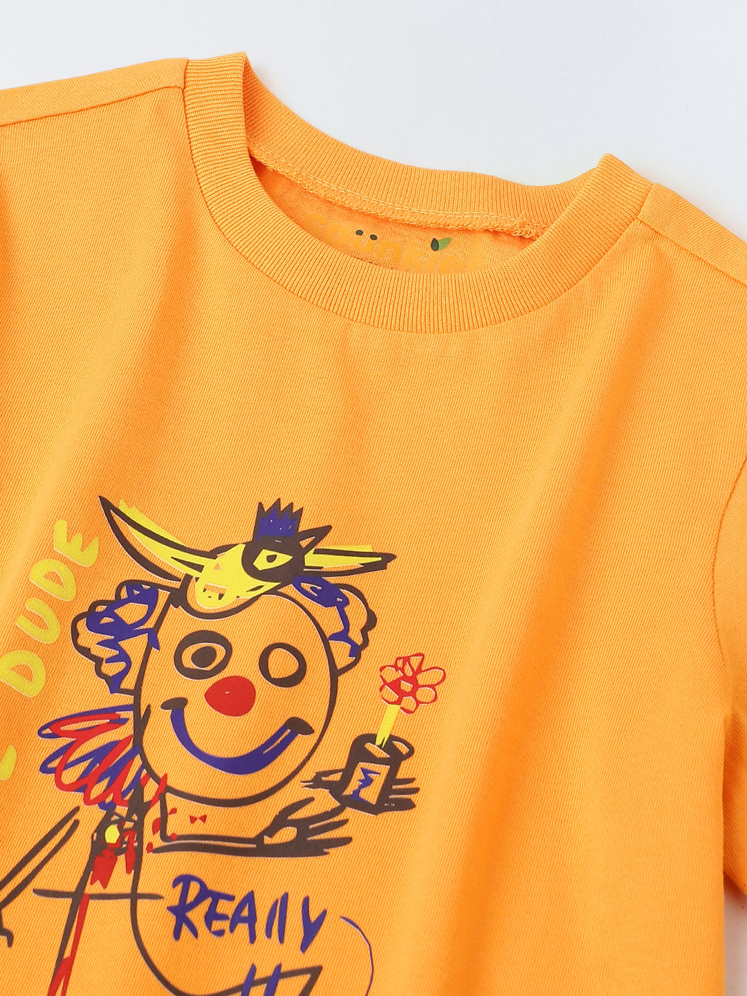 Orange Clown Cartoon Printed T-shirt