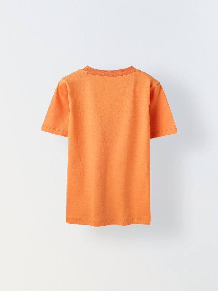 Orange Half Sleeve Printed Tshirt