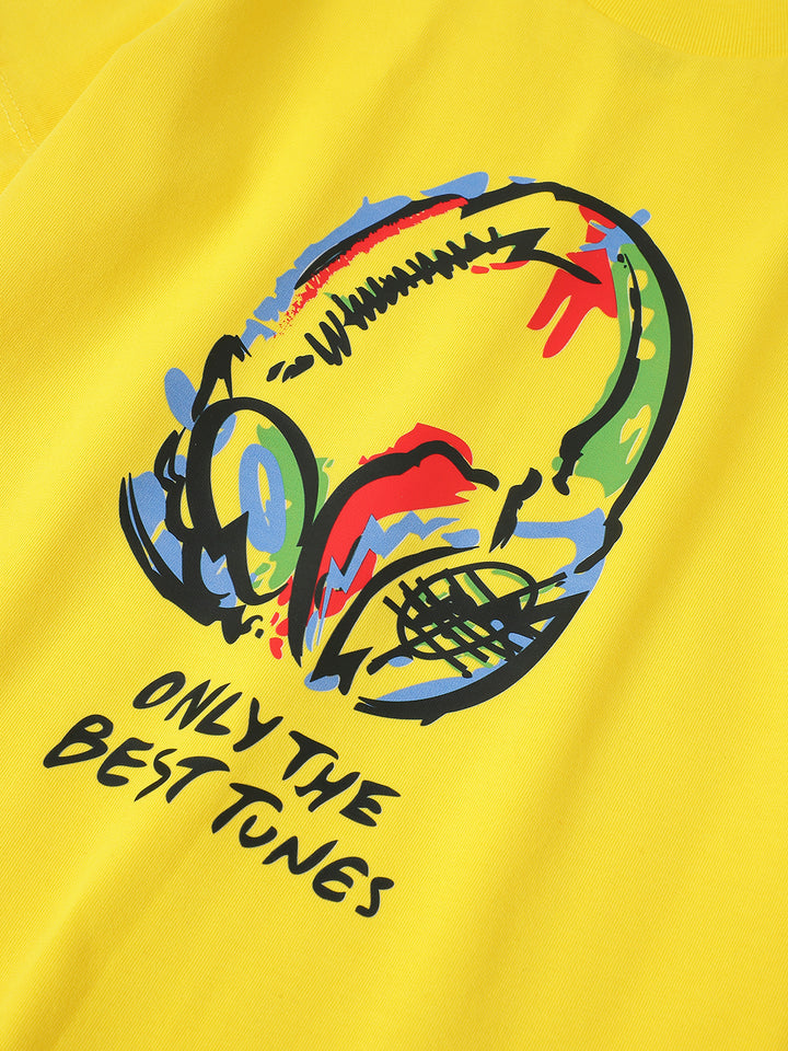 Yellow Headphone printed T-shirt