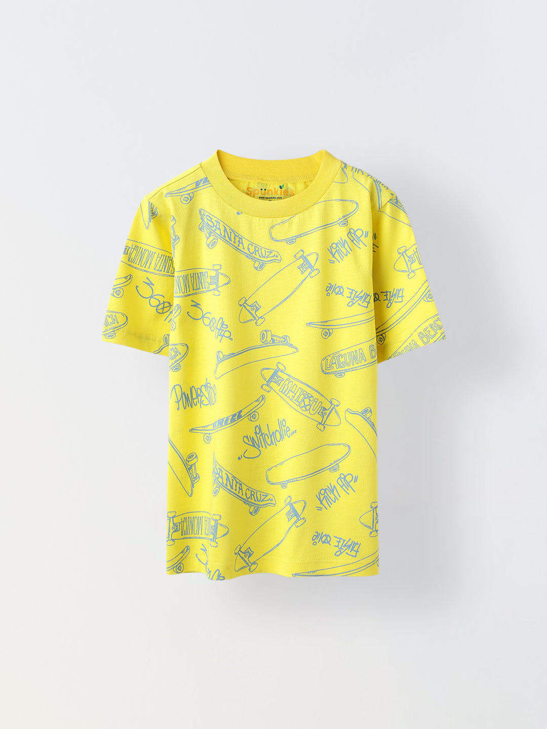 Yellow Skateboard Printed T-shirt-Boy