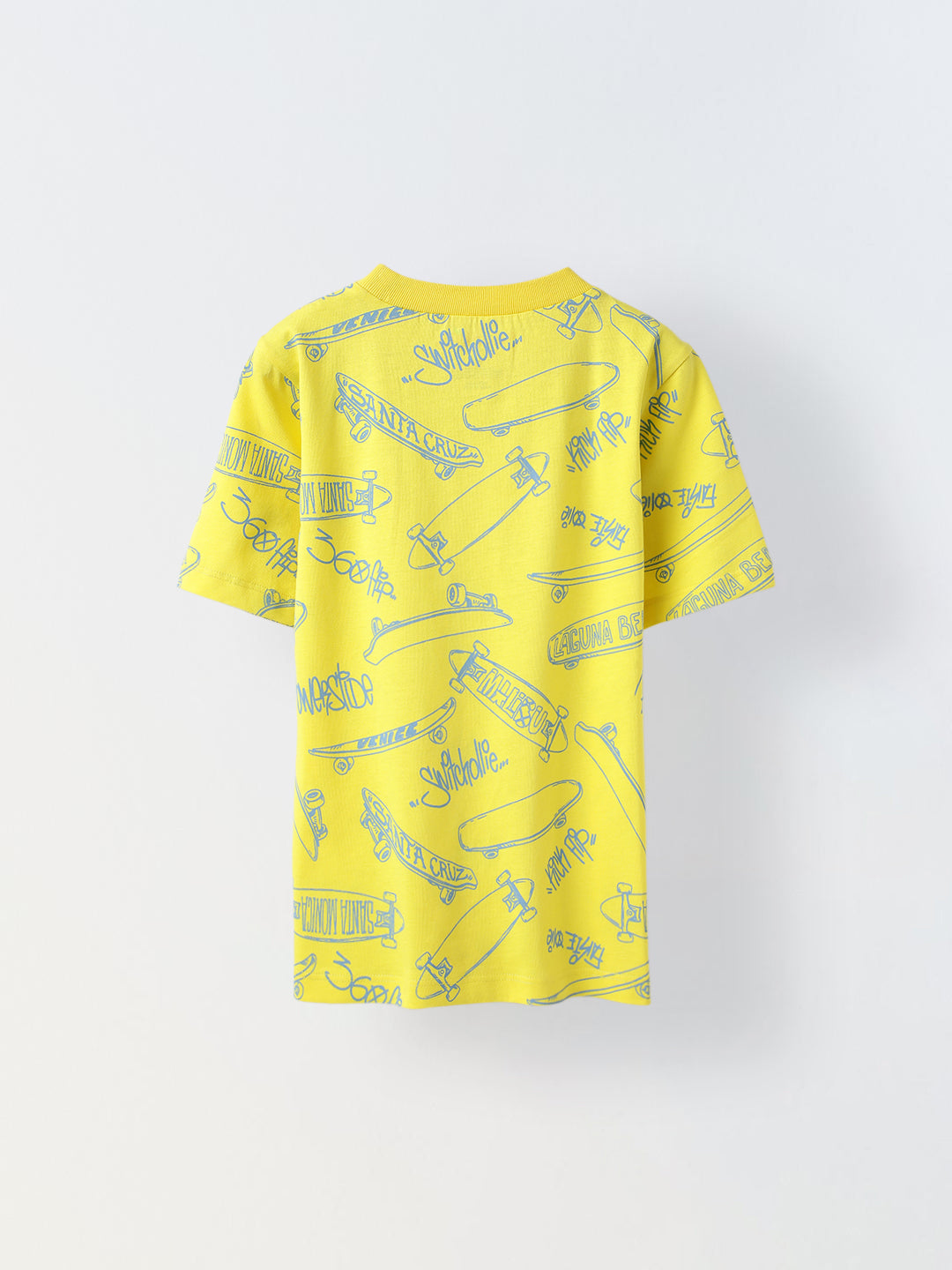 Yellow Skateboard Printed T-shirt-Boy