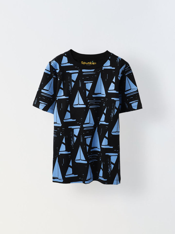 Black Ship Illustrator printed T-shirt